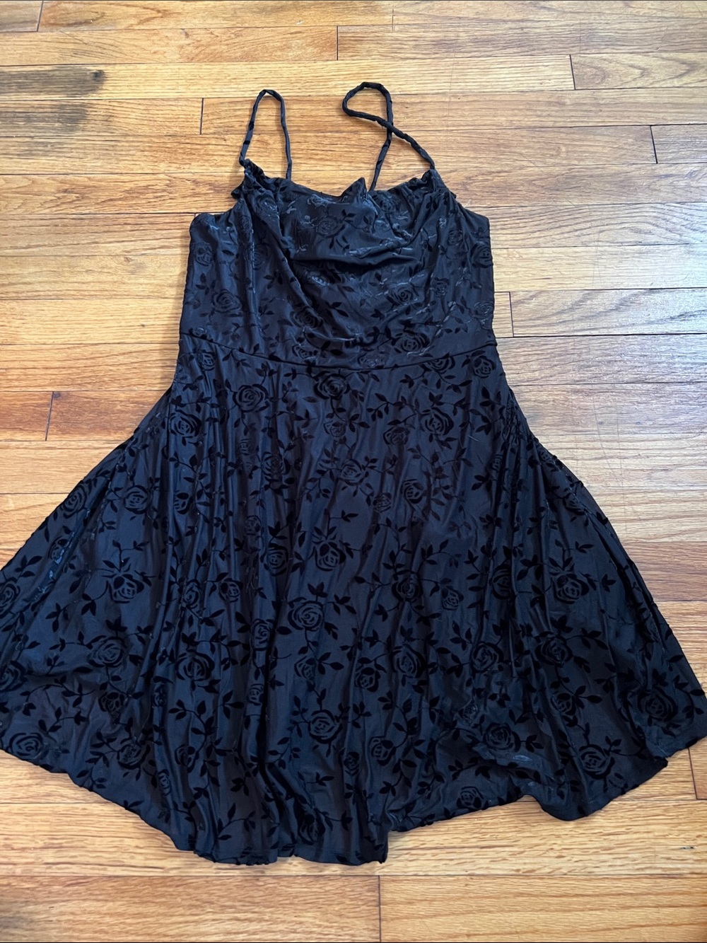 Rewind Black Floral Burnout Slip Dress